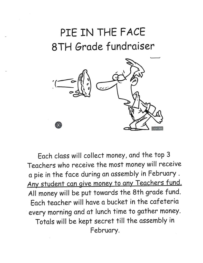Pie in Face Fundraiser for 8th Grade